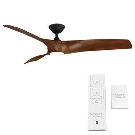 Zephyr 62" Three-Blade Indoor/Outdoor Smart Ceiling Fan with 2700K LED Light Kit and Remote Control & Wall Cradle