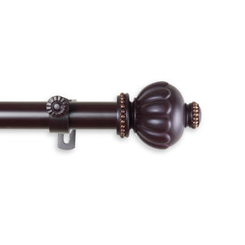 Sinclair Curtain Rod 1" Diameter x 120" - 170" Long - Mahogany