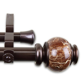 Marbella Double Curtain Rod 1" Diameter x 28" - 48" Long - Bronze