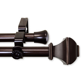 Martin Double Curtain Rod 13/16" Diameter x 48" - 84" Long - Cocoa