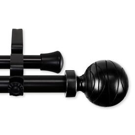 Charles Double Curtain Rod 13/16" Diameter x 28" - 48" Long - Black