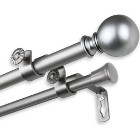 Josh Double Curtain Rod 5/8" Diameter x 28" - 48" Long - Satin Nickel