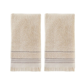 Jude Fringe Hand Towel 2-Pack in Taupe
