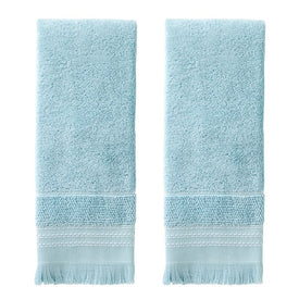 Jude Fringe Hand Towel 2-Pack in Aqua