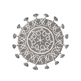 Medallia Round Rug in Gray
