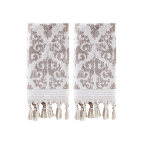 Mirage Fringe Hand Towel 2-Pack in Taupe