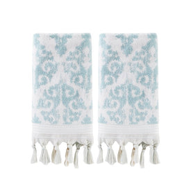 Mirage Fringe Hand Towel 2-Pack in Aqua