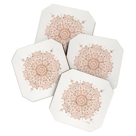 Cat Coquillette Moroccan Mandala Rose Gold Coasters Set of 4