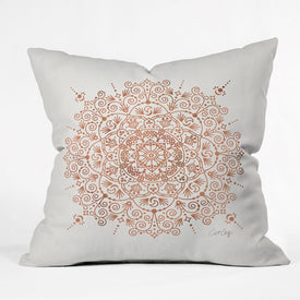 Cat Coquillette Moroccan Mandala Rose Gold 16" x 16" Outdoor Throw Pillow