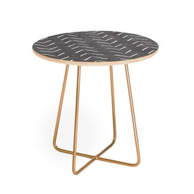 Becky Bailey Mud Cloth Big Arrows Charcoal Round Side Table