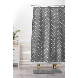 Becky Bailey Mud Cloth Big Arrows Charcoal Shower Curtain and Mat