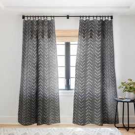 Becky Bailey Mud Cloth Big Arrows Charcoal Sheer Window Curtain (Single Panel)