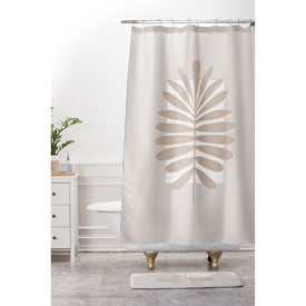 Alisa Galitsyna Neutral Tropical Leaves Shower Curtain and Mat