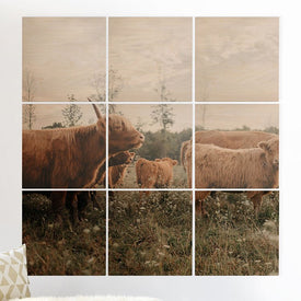 Chelsea Victoria Highland Cows In The Meadow Wood Wall Mural