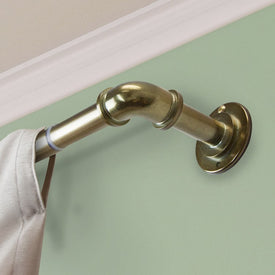 1" Pipe Blackout Curtain Rod 28" - 48" Long - Antique Brass