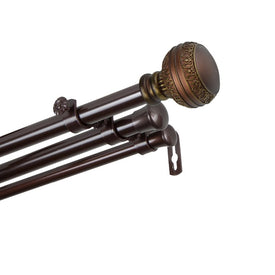 Margo Triple Curtain Rod 13/16" Diameter x 66" - 120" Long - Cocoa