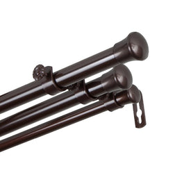 Triple Curtain Rod 13/16" Diameter x 66" - 120" Long - Cocoa