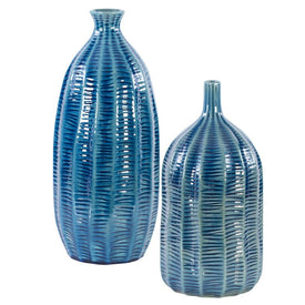 Bixby Blue Vases by Grace Feyock Set of 2