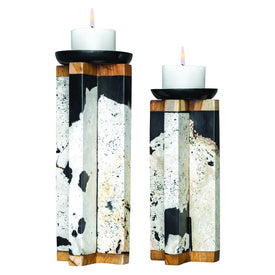 Illini Stone Candle Holders by Billy Moon Set of 2
