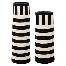 Amhara Black and White Vases by Renee Wightman Set of 2