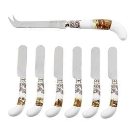 Woodland Cheese Knife and 6 Spreaders