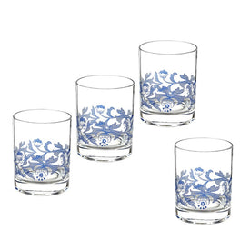 Spode Blue Italian Double Old Fashioned Glasses Set of 4