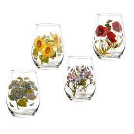 Botanic Garden 19 Oz Stemless Wine Glasses Set of 4