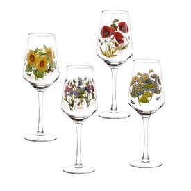 Glassware Set Botanic Garden Wine 16 Ounce Clear Glass