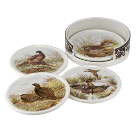 Spode Woodland Four-Piece Ceramic Coasters with Holder