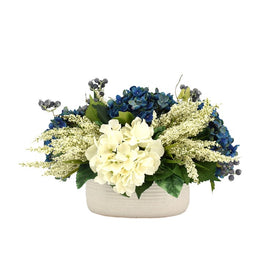 12" Artificial Berries and Hydrangeas in Cream Pot (Style 1)