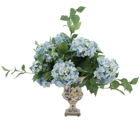 23" Artificial Blue Hydrangeas in Pedestal Vase