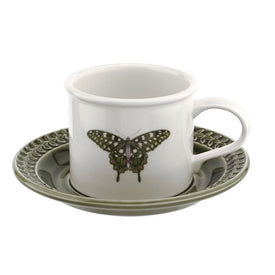 Botanic Garden Harmony Embossed Forest Green Breakfast Cup and Saucer