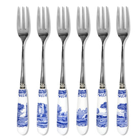 Spode Blue Italian Pastry Forks Set of 6