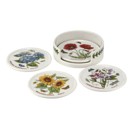 Botanic Garden Four-Piece Ceramic Coaster with Holder