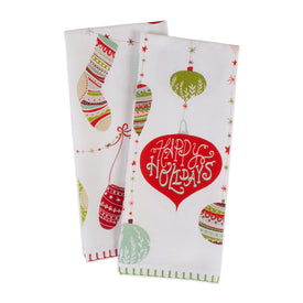 Christmas Trimmings Printed Dish Towels Set of 2 Assorted