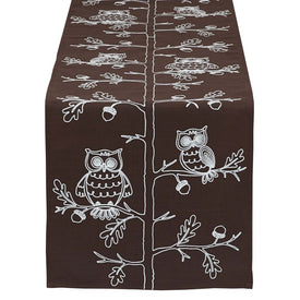 Embroidered Owls 14" x 70" Table Runner