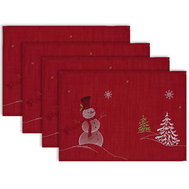 Embroidered Snowman Placemats Set of 4