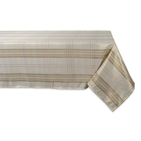 Cream Metallic Plaid 60" x 84" Table Cloth