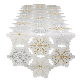 Embroidered Snowflakes Table Runner