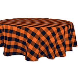 Orange Buffalo Check 70" Round Table Cloth