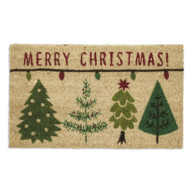 Merry Christmas Trees 18" x 30" Vinyl Back Coir Doormat