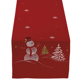 Embroidered Snowman Table Runner