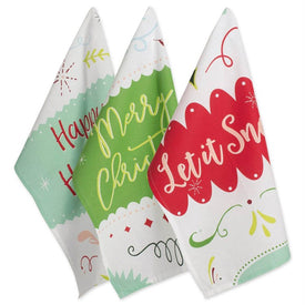 Winter Wishes Holiday Printed Dish Towels Set of 3 Assorted