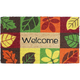 Harvest Welcome Leaves Icon 18" x 30" Vinyl Back Coir Doormat