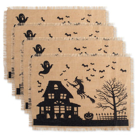 Haunted House Burlap Placemats Set of 4