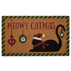Meowy Catmas 18" x 30" Vinyl Back Coir Doormat