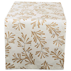 Metallic Holly Leaves Table Runner and Napkins Set