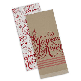 Joyeux Noel Dish Towels Set of 2 Assorted