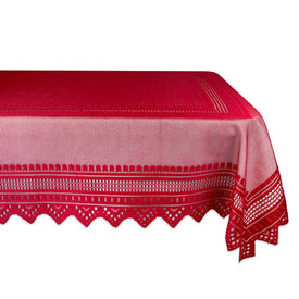 Red Nordic Lace Table Cloth 52" x 90
