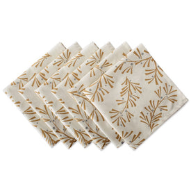 Metallic Holly Leaves Napkins Set of 6